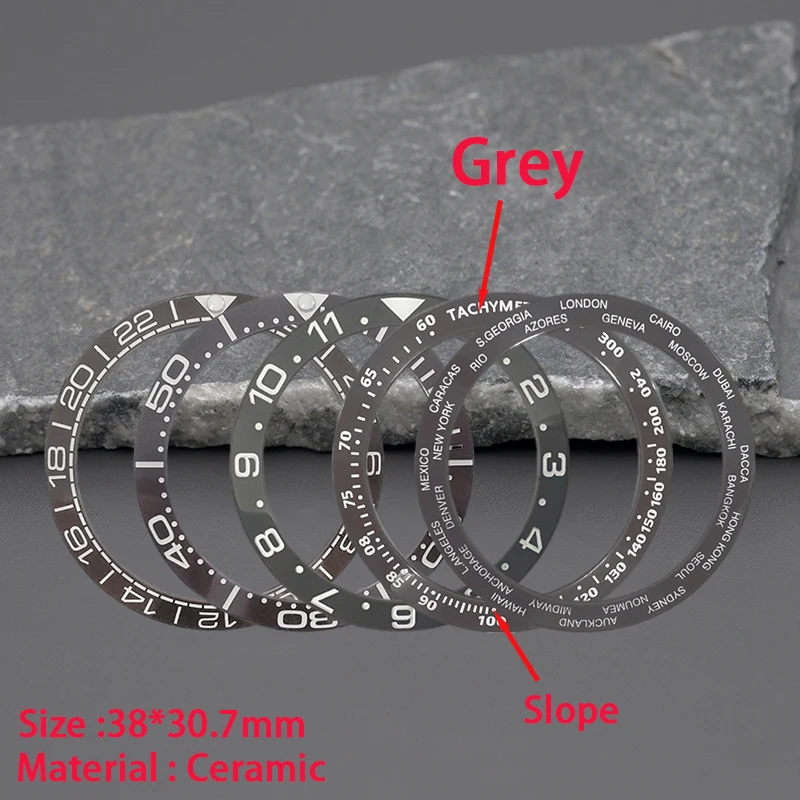 Watch Bezel Insert - Wkładka ceramiczna szara imitująca meteoryt, 38*30.7mm,